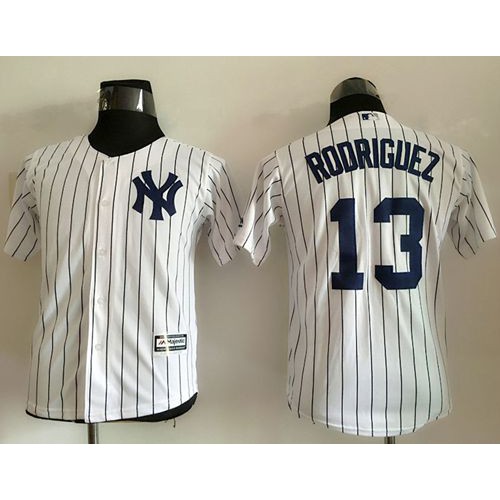 New York Yankees #13 Alex Rodriguez White Name Back Stitched Youth MLB Jersey New York Yankees #13 Alex Rodriguez White Name Back Stitched Youth MLB Jersey