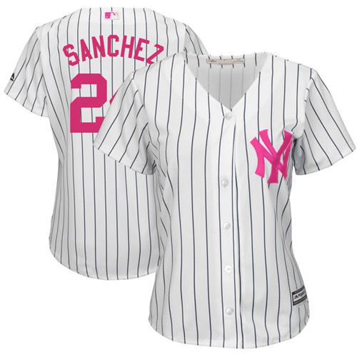 New York Yankees #24 Gary Sanchez White Strip Mothers Day Cool Base Womens Stitched MLB Jersey New York Yankees #24 Gary Sanchez White Strip Mothers Day Cool Base Womens Stitched MLB Jersey