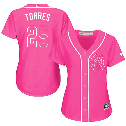New York Yankees #25 Gleyber Torres Pink Fashion Womens Stitched MLB Jersey New York Yankees #25 Gleyber Torres Pink Fashion Womens Stitched MLB Jersey