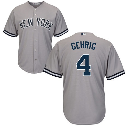 New York Yankees #4 Lou Gehrig Grey Cool Base Stitched Youth MLB Jersey New York Yankees #4 Lou Gehrig Grey Cool Base Stitched Youth MLB Jersey