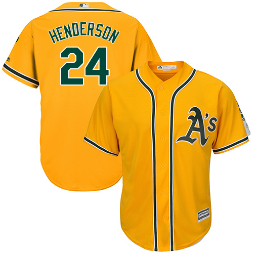 Oakland Athletics #24 Rickey Henderson Gold Cool Base Stitched Youth MLB Jersey Oakland Athletics #24 Rickey Henderson Gold Cool Base Stitched Youth MLB Jersey