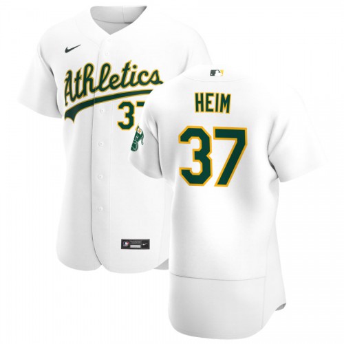 Oakland Athletics #37 Jonah Heim Mens Nike White Home 2020 Authentic Player MLB Jersey Oakland Athletics #37 Jonah Heim Mens Nike White Home 2020 Authentic Player MLB Jersey