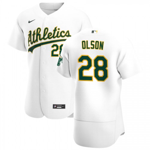 Oakland Athletics #28 Matt Olson Mens Nike White Home 2020 Authentic Player MLB Jersey Oakland Athletics #28 Matt Olson Mens Nike White Home 2020 Authentic Player MLB Jersey