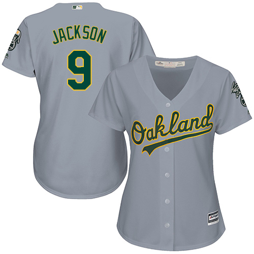Oakland Athletics #9 Reggie Jackson Grey Road Womens Stitched MLB Jersey Oakland Athletics #9 Reggie Jackson Grey Road Womens Stitched MLB Jersey