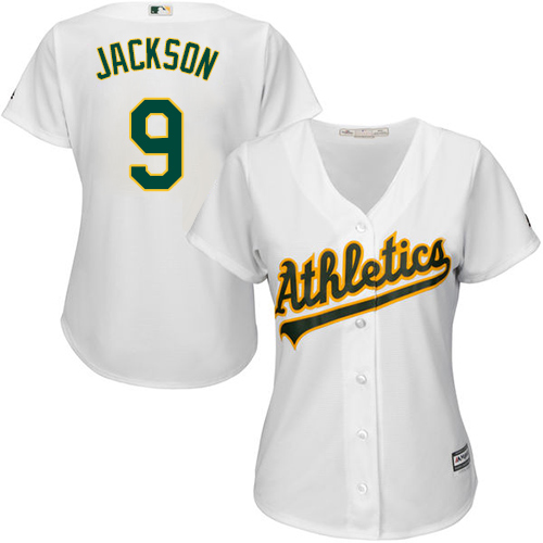 Oakland Athletics #9 Reggie Jackson White Home Womens Stitched MLB Jersey Oakland Athletics #9 Reggie Jackson White Home Womens Stitched MLB Jersey