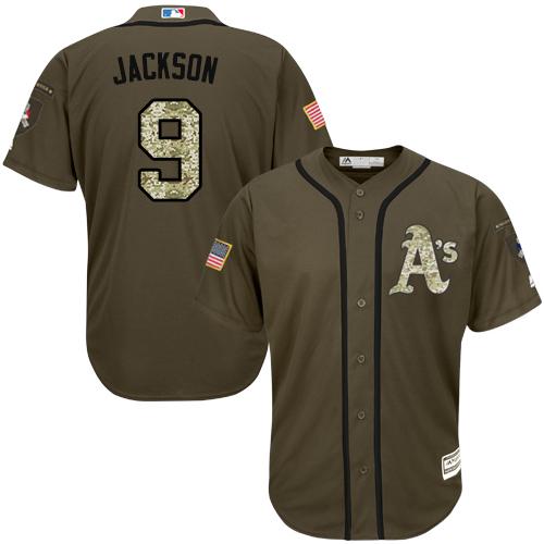 Oakland Athletics #9 Reggie Jackson Green Salute to Service Stitched Youth MLB Jersey Oakland Athletics #9 Reggie Jackson Green Salute to Service Stitched Youth MLB Jersey
