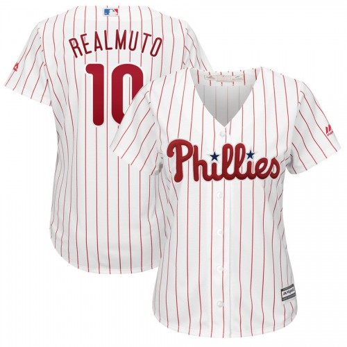Philadelphia Phillies #10 JT Realmuto Majestic Womens Home Cool Base Player Jersey White Philadelphia Phillies #10 JT Realmuto Majestic Womens Home Cool Base Player Jersey White
