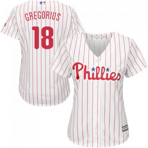 Philadelphia Phillies #18 Didi Gregorius White(Red Strip) Home Womens Stitched MLB Jersey Philadelphia Phillies #18 Didi Gregorius White(Red Strip) Home Womens Stitched MLB Jersey