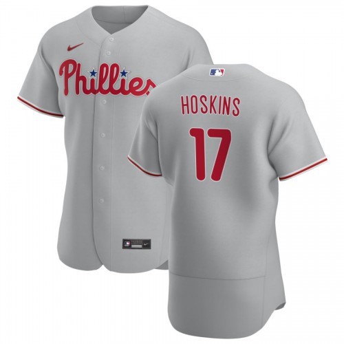 Philadelphia Phillies #17 Rhys Hoskins Mens Nike Gray Road 2020 Authentic Player MLB Jersey Philadelphia Phillies #17 Rhys Hoskins Mens Nike Gray Road 2020 Authentic Player MLB Jersey