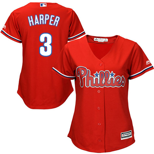 Philadelphia Phillies #3 Bryce Harper Red Alternate Womens Stitched MLB Jersey Philadelphia Phillies #3 Bryce Harper Red Alternate Womens Stitched MLB Jersey