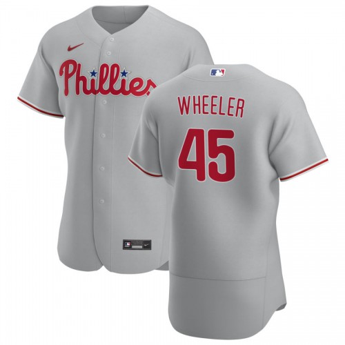 Philadelphia Phillies #45 Zack Wheeler Mens Nike Gray Road 2020 Authentic Player MLB Jersey Philadelphia Phillies #45 Zack Wheeler Mens Nike Gray Road 2020 Authentic Player MLB Jersey