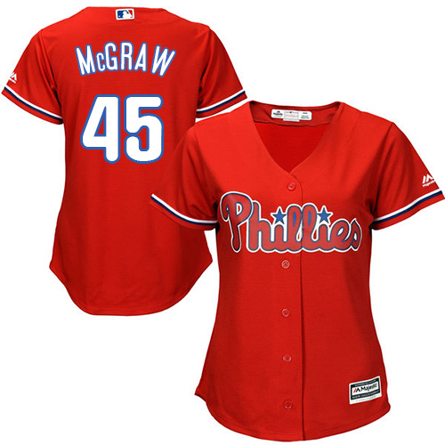 Philadelphia Phillies #45 Tug McGraw Red Alternate Womens Stitched MLB Jersey Philadelphia Phillies #45 Tug McGraw Red Alternate Womens Stitched MLB Jersey