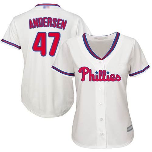 Philadelphia Phillies #47 Larry Andersen Cream Alternate Womens Stitched MLB Jersey Philadelphia Phillies #47 Larry Andersen Cream Alternate Womens Stitched MLB Jersey