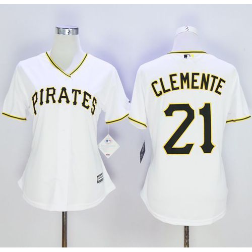 Pittsburgh Pirates #21 Roberto Clemente White Womens Home Stitched MLB Jersey Pittsburgh Pirates #21 Roberto Clemente White Womens Home Stitched MLB Jersey