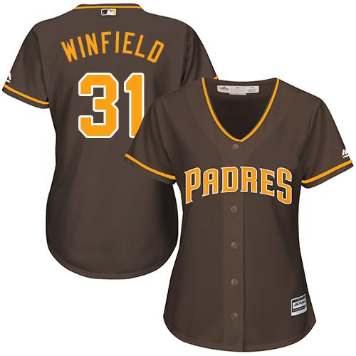San Diego Padres #31 Dave Winfield Brown Alternate Womens Stitched MLB Jersey San Diego Padres #31 Dave Winfield Brown Alternate Womens Stitched MLB Jersey