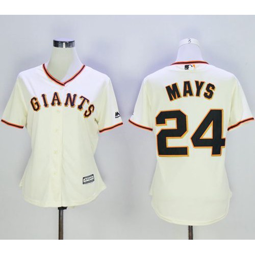 San Francisco Giants #24 Willie Mays Cream Home Womens Stitched MLB Jersey San Francisco Giants #24 Willie Mays Cream Home Womens Stitched MLB Jersey
