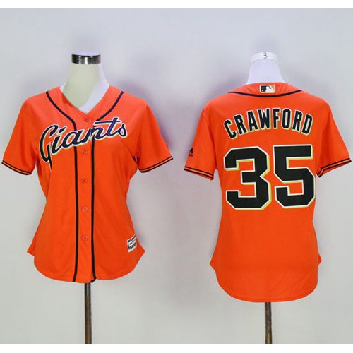 San Francisco Giants #35 Brandon Crawford Orange Womens Alternate Stitched MLB Jersey San Francisco Giants #35 Brandon Crawford Orange Womens Alternate Stitched MLB Jersey