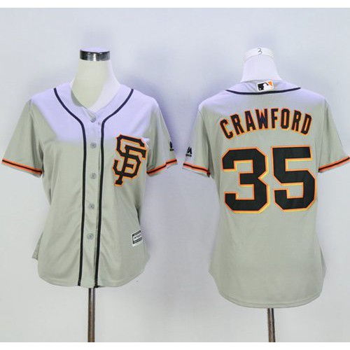 San Francisco Giants #35 Brandon Crawford Grey Womens Road 2 Stitched MLB Jersey San Francisco Giants #35 Brandon Crawford Grey Womens Road 2 Stitched MLB Jersey