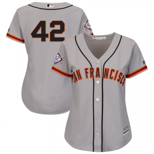 San Francisco Giants #42 Majestic Womens 2019 Jackie Robinson Day Official Cool Base Jersey Gray San Francisco Giants #42 Majestic Womens 2019 Jackie Robinson Day Official Cool Base Jersey Gray