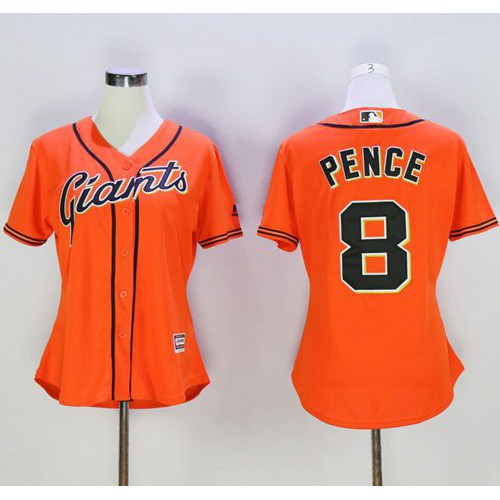 San Francisco Giants #8 Hunter Pence Orange Womens Alternate Stitched MLB Jersey San Francisco Giants #8 Hunter Pence Orange Womens Alternate Stitched MLB Jersey