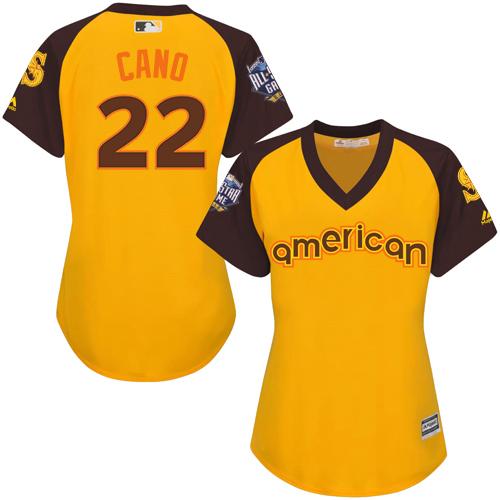 Seattle Mariners #22 Robinson Cano Gold 2016 All-Star American League Womens Stitched MLB Jersey Seattle Mariners #22 Robinson Cano Gold 2016 All-Star American League Womens Stitched MLB Jersey