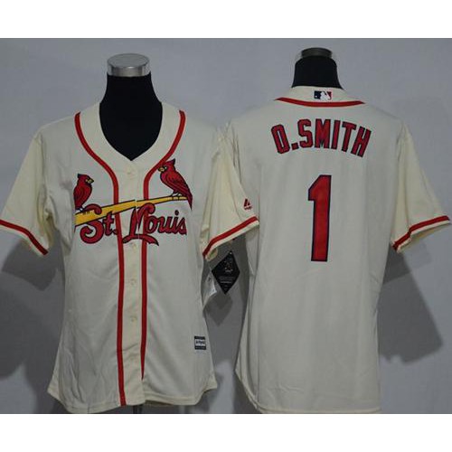 St.Louis Cardinals #1 Ozzie Smith Cream Alternate Womens Stitched MLB Jersey St.Louis Cardinals #1 Ozzie Smith Cream Alternate Womens Stitched MLB Jersey