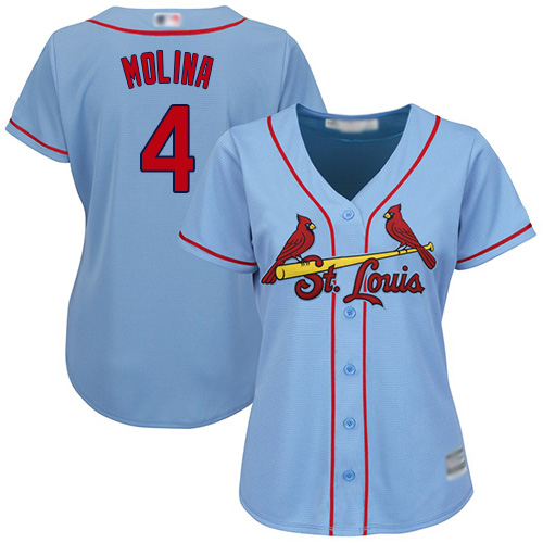 St.Louis Cardinals #4 Yadier Molina Light Blue Alternate Womens Stitched MLB Jersey St.Louis Cardinals #4 Yadier Molina Light Blue Alternate Womens Stitched MLB Jersey