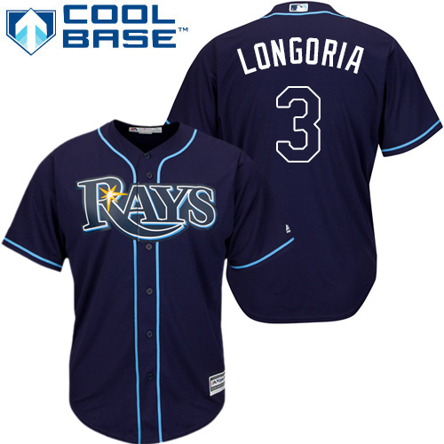 Tampa Bay Rays #3 Evan Longoria Dark Blue Stitched Youth MLB Jersey Tampa Bay Rays #3 Evan Longoria Dark Blue Stitched Youth MLB Jersey
