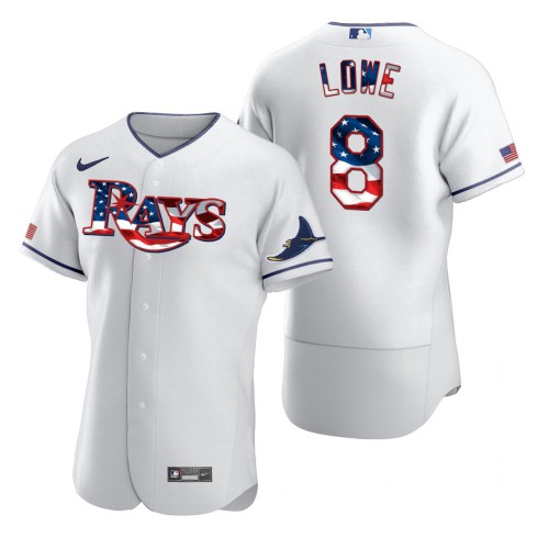 Tampa Bay Rays #8 Brandon Lowe Mens Nike White Fluttering USA Flag Limited Edition Authentic MLB Jersey Tampa Bay Rays #8 Brandon Lowe Mens Nike White Fluttering USA Flag Limited Edition Authentic MLB Jersey