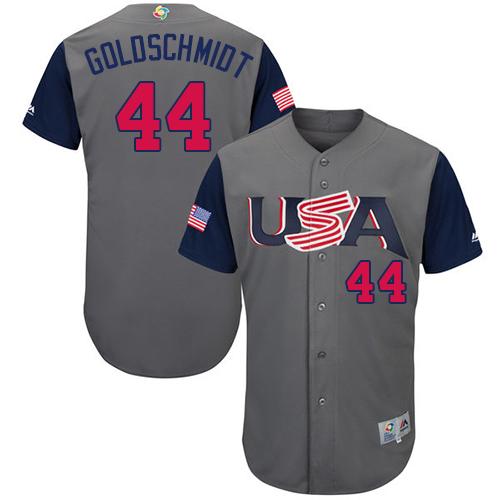Team USA #44 Paul Goldschmidt Gray 2017 World MLB Classic Authentic Stitched Youth MLB Jersey Team USA #44 Paul Goldschmidt Gray 2017 World MLB Classic Authentic Stitched Youth MLB Jersey
