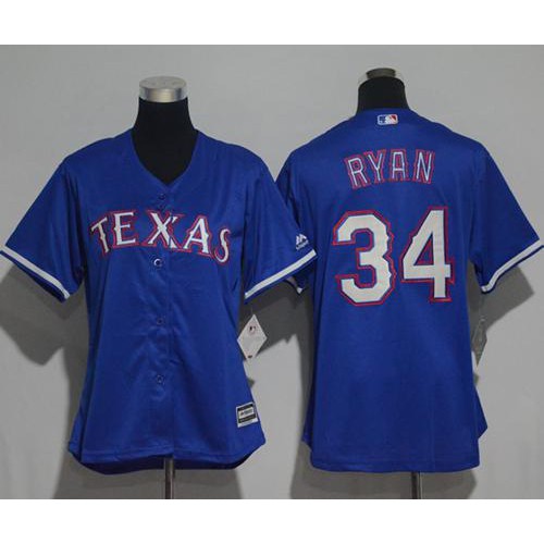 Texas Rangers #34 Nolan Ryan Blue Alternate Womens Stitched MLB Jersey Texas Rangers #34 Nolan Ryan Blue Alternate Womens Stitched MLB Jersey