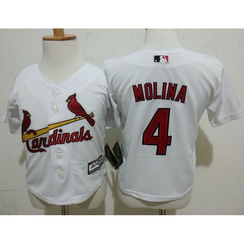 Toddler St.Louis Cardinals #4 Yadier Molina White Cool Base Stitched MLB Jersey Toddler St.Louis Cardinals #4 Yadier Molina White Cool Base Stitched MLB Jersey