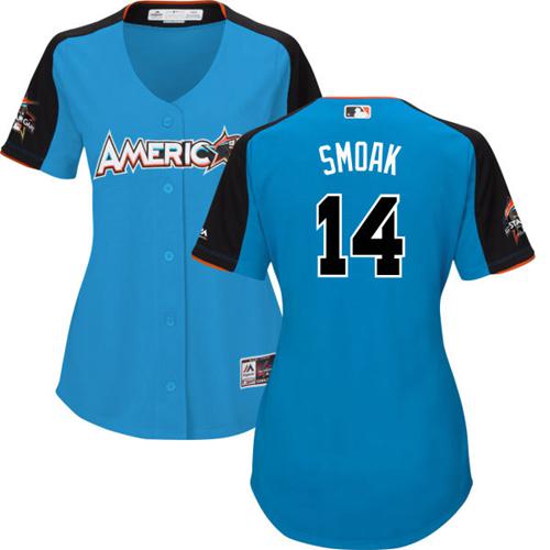 Toronto Blue Jays #14 Justin Smoak Blue 2017 All-Star American League Womens Stitched MLB Jersey Toronto Blue Jays #14 Justin Smoak Blue 2017 All-Star American League Womens Stitched MLB Jersey
