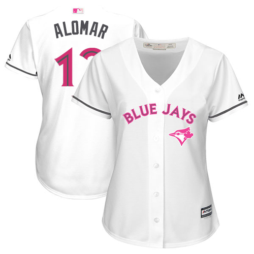 Toronto Blue Jays #12 Roberto Alomar White Mothers Day Cool Base Womens Stitched MLB Jersey Toronto Blue Jays #12 Roberto Alomar White Mothers Day Cool Base Womens Stitched MLB Jersey