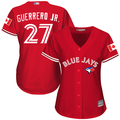 Toronto Blue Jays #27 Vladimir Guerrero Jr. Red Canada Day Womens Stitched MLB Jersey Toronto Blue Jays #27 Vladimir Guerrero Jr. Red Canada Day Womens Stitched MLB Jersey