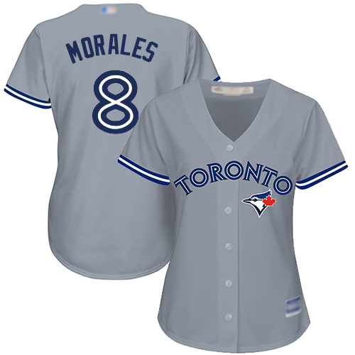 Toronto Blue Jays #8 Kendrys Morales Grey Road Womens Stitched MLB Jersey Toronto Blue Jays #8 Kendrys Morales Grey Road Womens Stitched MLB Jersey
