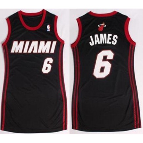 Women Miami Heat 6 LeBron James Black Stitched NBA Jersey Dress Women Miami Heat 6 LeBron James Black Stitched NBA Jersey Dress