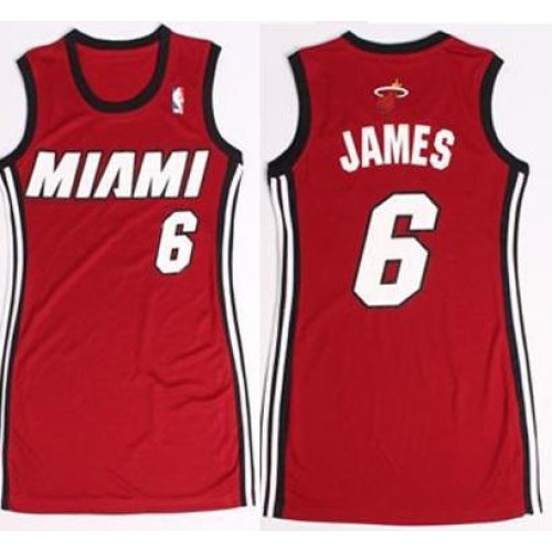 Women Miami Heat 6 LeBron James Red Stitched NBA Jersey Dress Women Miami Heat 6 LeBron James Red Stitched NBA Jersey Dress