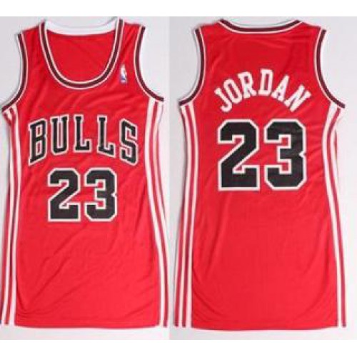 Women Chicago Bulls #23 Michael Jordan Red Stitched NBA Jersey Dress Women Chicago Bulls #23 Michael Jordan Red Stitched NBA Jersey Dress