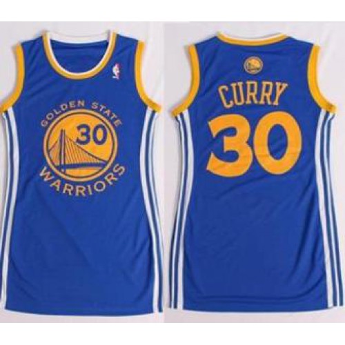 Women Golden State Warriors 30 Stephen Curry Blue Stitched NBA Jersey Dress Women Golden State Warriors 30 Stephen Curry Blue Stitched NBA Jersey Dress