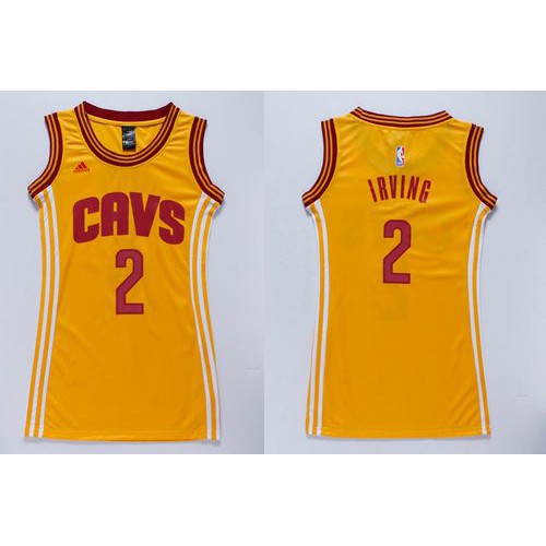 Womens Cavaliers #2 Kyrie Irving Gold Dress Stitched NBA Jersey Womens Cavaliers #2 Kyrie Irving Gold Dress Stitched NBA Jersey