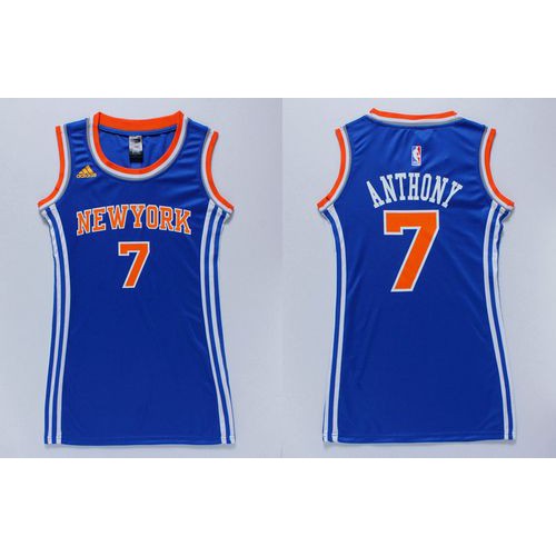 Womens Knicks #7 Carmelo Anthony Blue Dress Stitched NBA Jersey Womens Knicks #7 Carmelo Anthony Blue Dress Stitched NBA Jersey