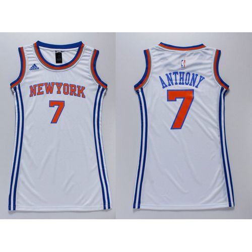 Womens Knicks #7 Carmelo Anthony White Dress Stitched NBA Jersey Womens Knicks #7 Carmelo Anthony White Dress Stitched NBA Jersey