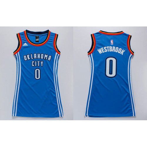 Womens Thunder #0 Russell Westbrook Blue Dress Stitched NBA Jersey Womens Thunder #0 Russell Westbrook Blue Dress Stitched NBA Jersey