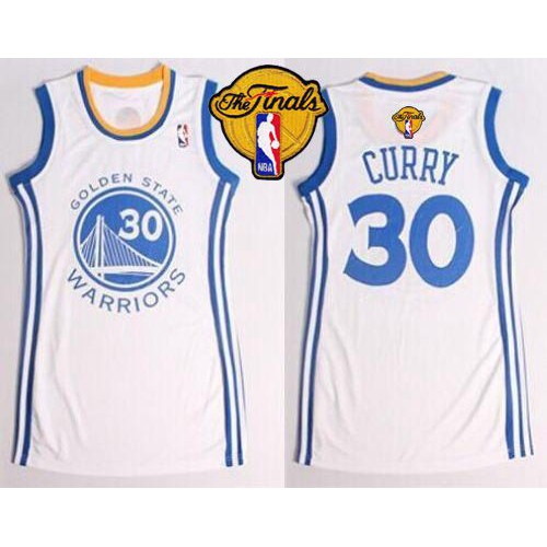 Womens Warriors #30 Stephen Curry White The Finals Patch Dress Stitched NBA Jersey Womens Warriors #30 Stephen Curry White The Finals Patch Dress Stitched NBA Jersey