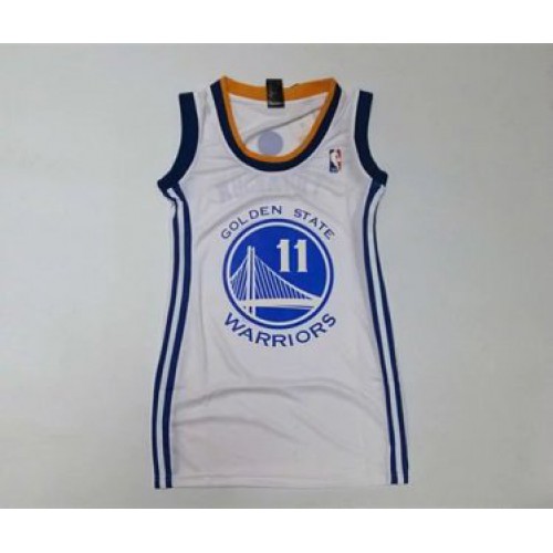 Womens Golden State Warriors #11 Klay Thompson White Dress NBA Fashion Jersey Womens Golden State Warriors #11 Klay Thompson White Dress NBA Fashion Jersey