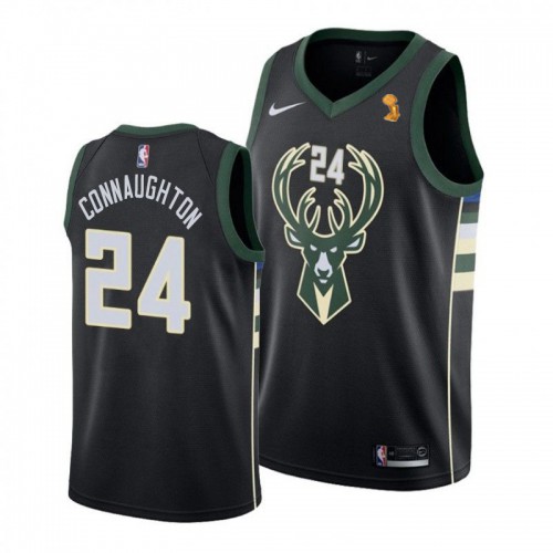Nike Milwaukee Bucks #24 Pat Connaughton Youth 2021 NBA Finals Champions Swingman Statement Edition Jersey Black Youth Nike Milwaukee Bucks #24 Pat Connaughton Youth 2021 NBA Finals Champions Swingman Statement Edition Jersey Black Youth