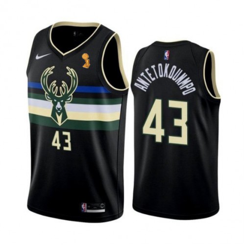 Nike Milwaukee Bucks #43 Thanasis Antetokounmpo Womens 2021 NBA Finals Champions Swingman Statement Edition Jersey Black Womens Nike Milwaukee Bucks #43 Thanasis Antetokounmpo Womens 2021 NBA Finals Champions Swingman Statement Edition Jersey Black Womens