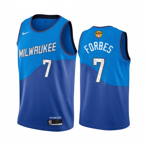 Nike Milwaukee Bucks #7 Bryn Forbes Mens 2021 NBA Finals Bound City Edition Jersey Blue Mens Nike Milwaukee Bucks #7 Bryn Forbes Mens 2021 NBA Finals Bound City Edition Jersey Blue Mens