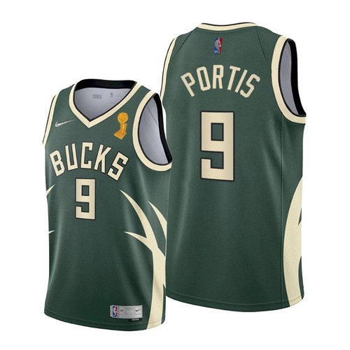 Nike Milwaukee Bucks #9 Bobby Portis Youth 2021 NBA Finals Champions Swingman Earned Edition Jersey Green Youth Nike Milwaukee Bucks #9 Bobby Portis Youth 2021 NBA Finals Champions Swingman Earned Edition Jersey Green Youth